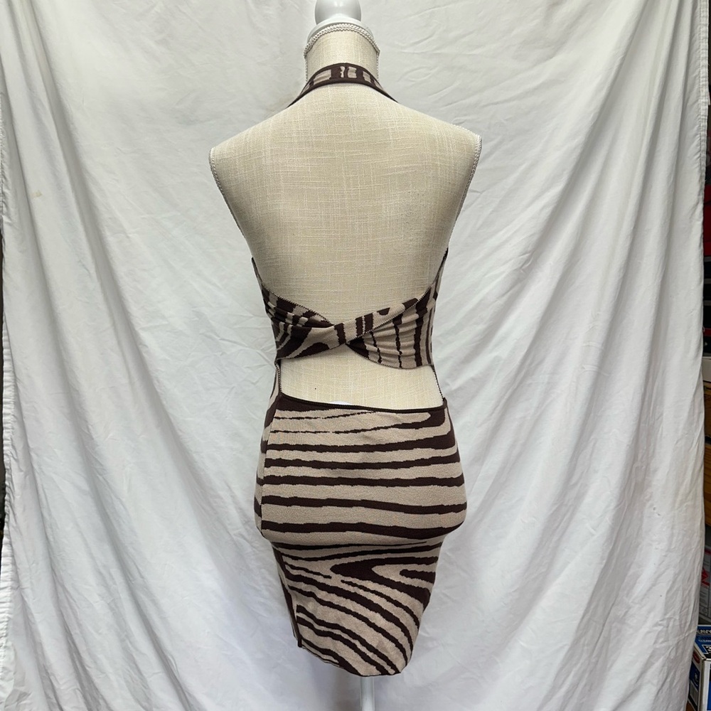 NWT Princess Polly Meagan Brown Striped Mini Dress Size XS/S - Picture 6 of 10